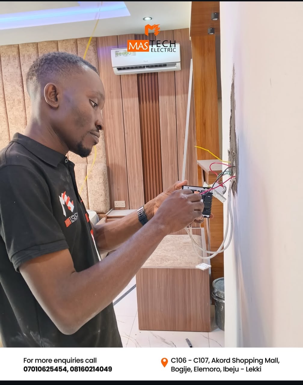 Smart Switch Fixing — Our technician wiring and fitting a smart touch switch.